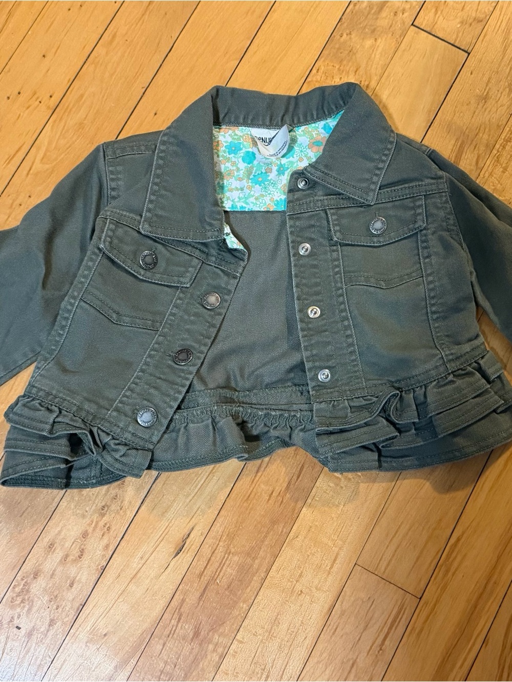 OshKosh B'gosh Olive Ruffle Hem Jean Jacket
